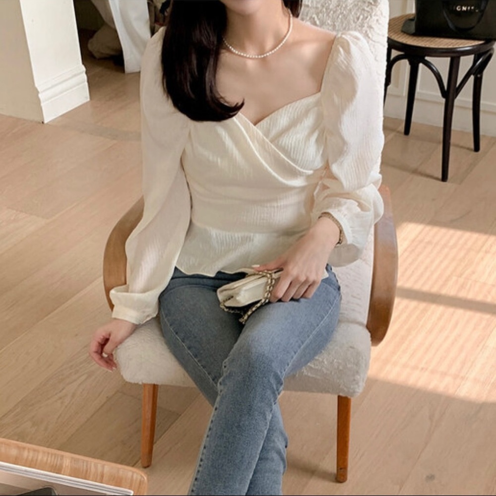 NWOT Wrap Tie Blouse (White)